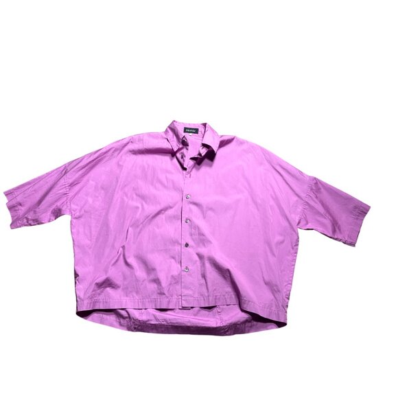 Eskandar purple cotton oversized button up shirt size 0 S M lilac pink lagenlook - Picture 6 of 8